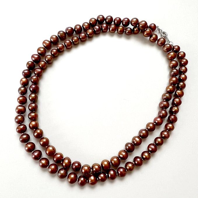 淡水真珠 淡水パール ロングネックレス ネックレス チョコブラウン ポテト 約76cm おしゃれ かわいい パール 真珠 【AFP】 pe7-po76c拍卖