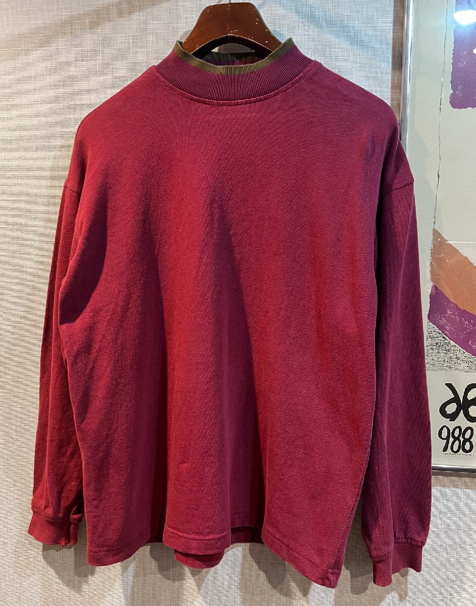 90's~ ビンテージ オールドギャップ 旧タグ GAP エンジx緑 2トーン【コットン】モックネックロンT ハイネックロンT S DL2347-3-EB10拍卖