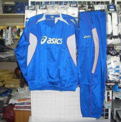 アシックス:かっこいいピステ上下青×シルバー Mサイズ☆新品☆即決拍卖