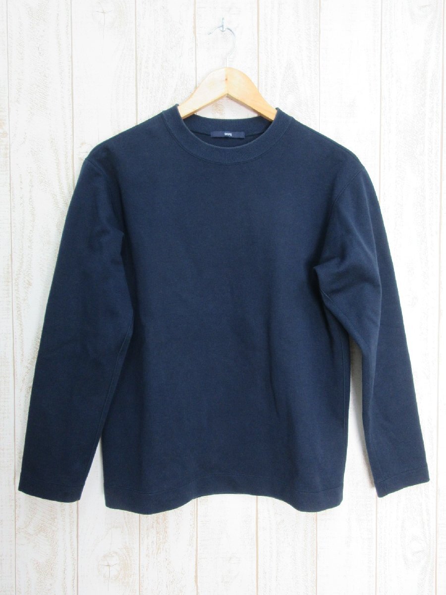 SHIPS/シップス:ハイゲージ クルーネック ダンボールニット 長袖Tシャツ ネイビー サイズS/メンズ/中古/USED拍卖