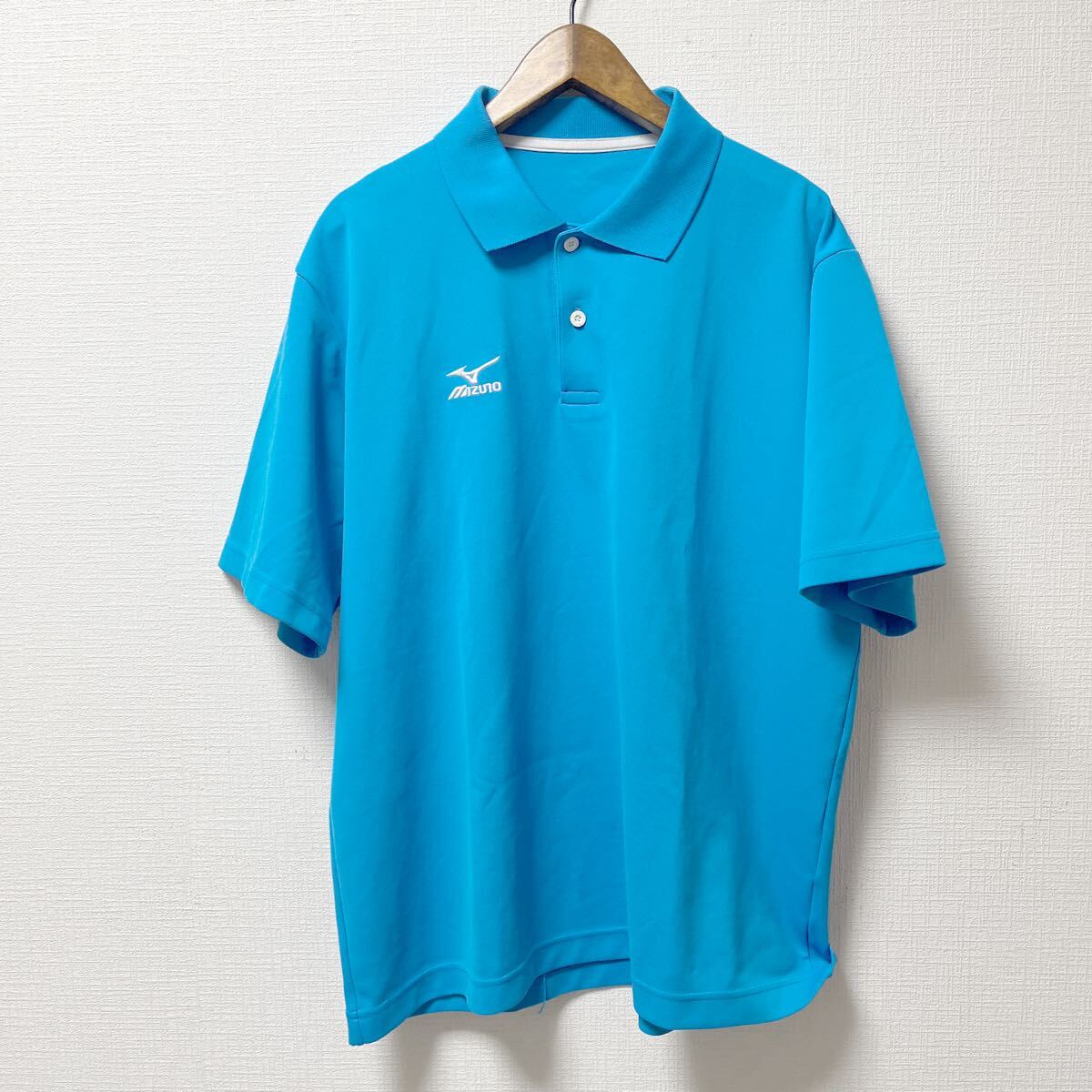 Mizuno ミズノ 半袖 ポロシャツ Lサイズ ライトブルー ポリエステル拍卖