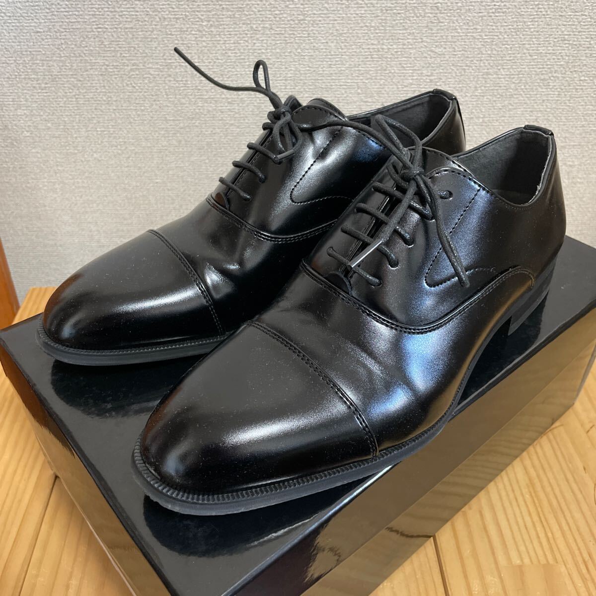 合皮スタイリッシュプレーンシューズ JOURNAL WORKS SUJ5508-6 24.5cm ビジネスシューズ  黒 就活 入学式 新社会人 試し履きのみ拍卖