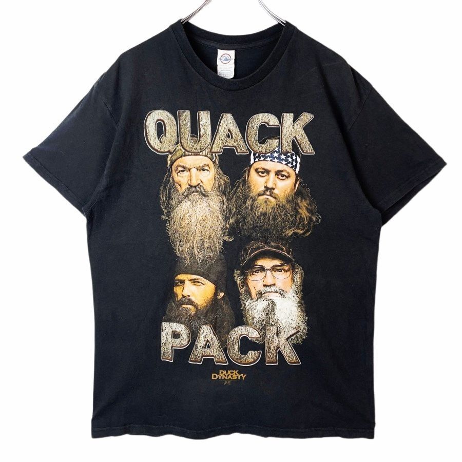 デルタDelta半袖Tシャツ大判プリントデカプリンDUCK DYNASTY QUACK PACKアメリカンリアリティテレビシリーズ黒ブラックフェード41216拍卖