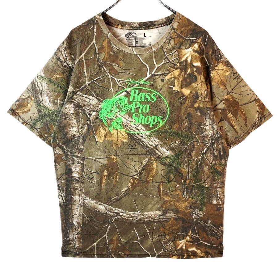 バス・プロ・ショップスBass pro shops半袖TシャツリアルツリーカモTシャツrealtree迷彩カモフラージュロゴプリント茶色ブラウン41218拍卖