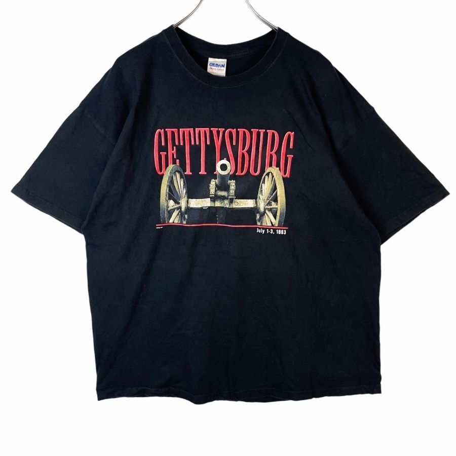 ギルダンGildan半袖TシャツGETTYSBURGゲティスバーグの戦いJULY 1-3,1863大砲ミリタリー軍もの南北戦争ブラック黒レッド赤vintage41218拍卖
