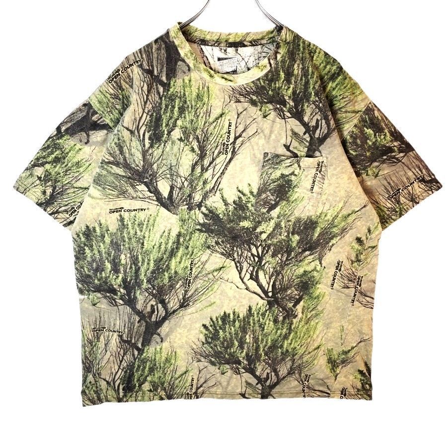 Paramount Outdoors半袖TシャツカモフラージュTシャツ胸ポケット迷彩リアルツリー森林自然アウトドア緑グリーン茶色ブラウン黒ブラッ41218拍卖