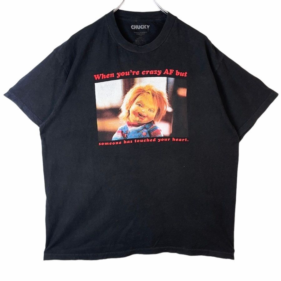 チャッキーChuckyチャイルド・プレイChild's Play半袖Tシャツホラー映画TシャツムービーTフォトプリント黒ブラック赤レッドvintage41219拍卖