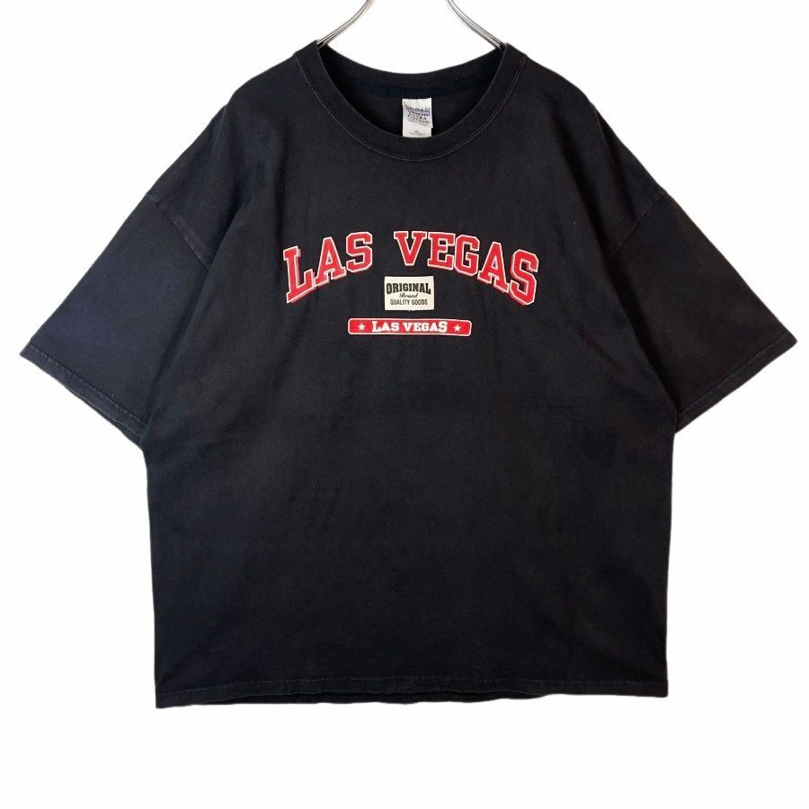 ギルダンGildan半袖TシャツLas Vegasラスベガスフロントプリント黒ブラック赤レッド白ホワイトパッチタグvintageヴィンテージ41219拍卖