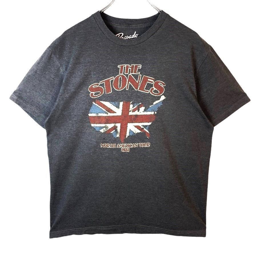 ブラバドBravadoローリング・ストーンズThe Rolling Stones半袖TシャツバンドTシャツバンTアーティストTユニオンジャック杢グレー灰色41219拍卖
