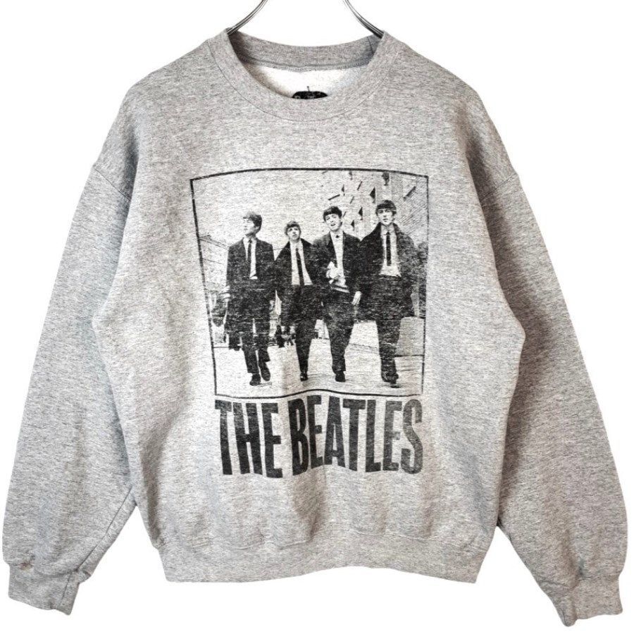 ビートルズThe Beatlesスウェットトレーナーバンドアーティスト大判プリントデカプリント杢グレー灰色ブラック黒vintageヴィンテージ41221拍卖