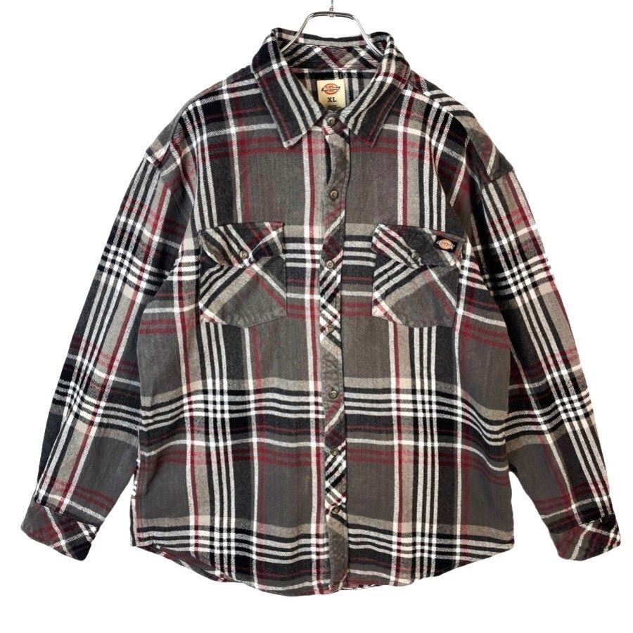 ディッキーズDickies長袖チェックシャツフランネルシャツゴツネルコットン灰色グレー黒ブラック白ホワイト赤レッドvintage41221拍卖