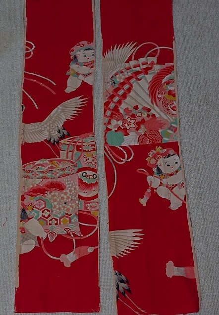S-31-03-B*70cm×17cm 2枚*和装小物*和装人形*はぎれ*古布*正絹*ハギレ*市松人形*リメイク素材*パッチワーク*細工*アンティーク拍卖