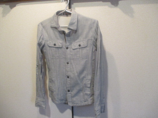 サイズ46 ■MICHEL KLEIN/PARIS■長袖シャツ ◆グレー色系◆used ●送185拍卖