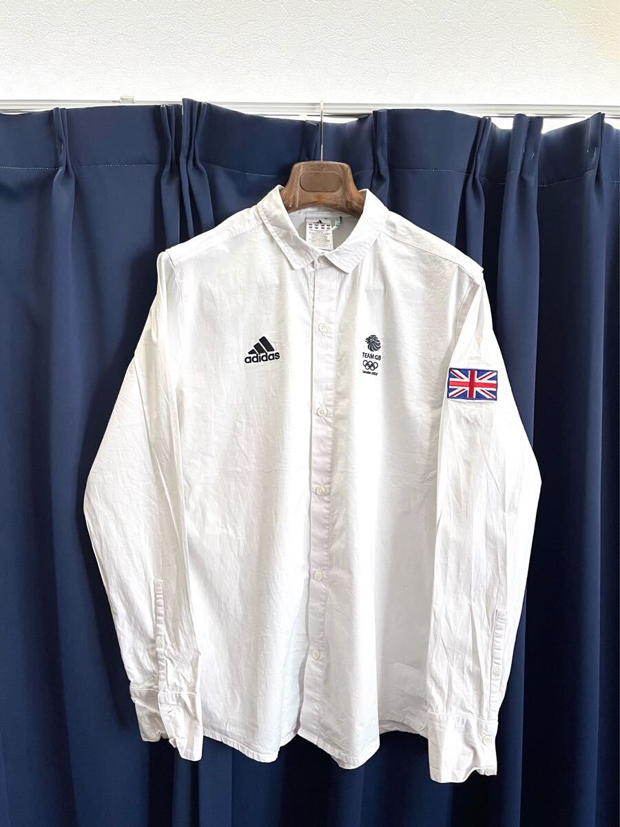 限定品☆adidas製【TEAM GB】オフィシャル長袖ロングスリーブシャツ白シャツLondon2012拍卖
