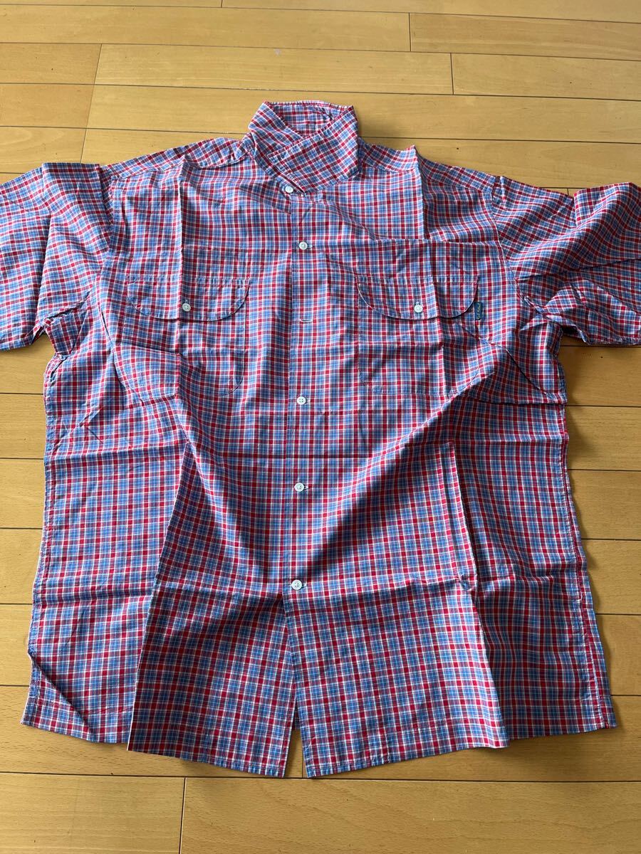 カールヘルム半袖シャツ Lくらい 赤青系チェック拍卖