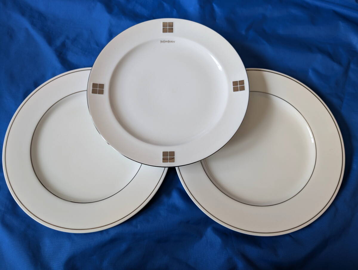 銀彩 大皿プレート コムサデモード COMME CA DU MODE2枚& イブサンローラン YVES SAINT LAURENT 1枚 3枚セット拍卖