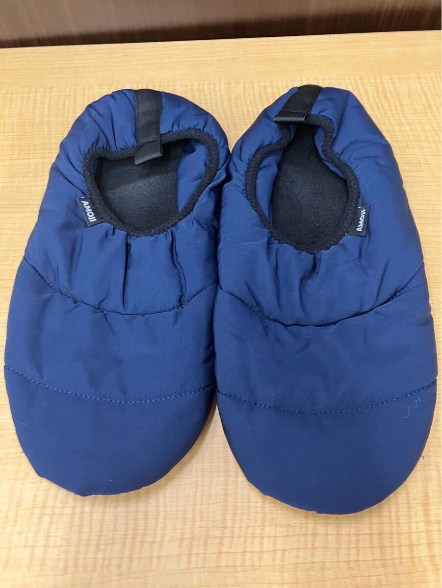 dj3e129 AMOJI スリッパ ルームシューズ ブラック ブルー もこもこスリッパ 温かい拍卖