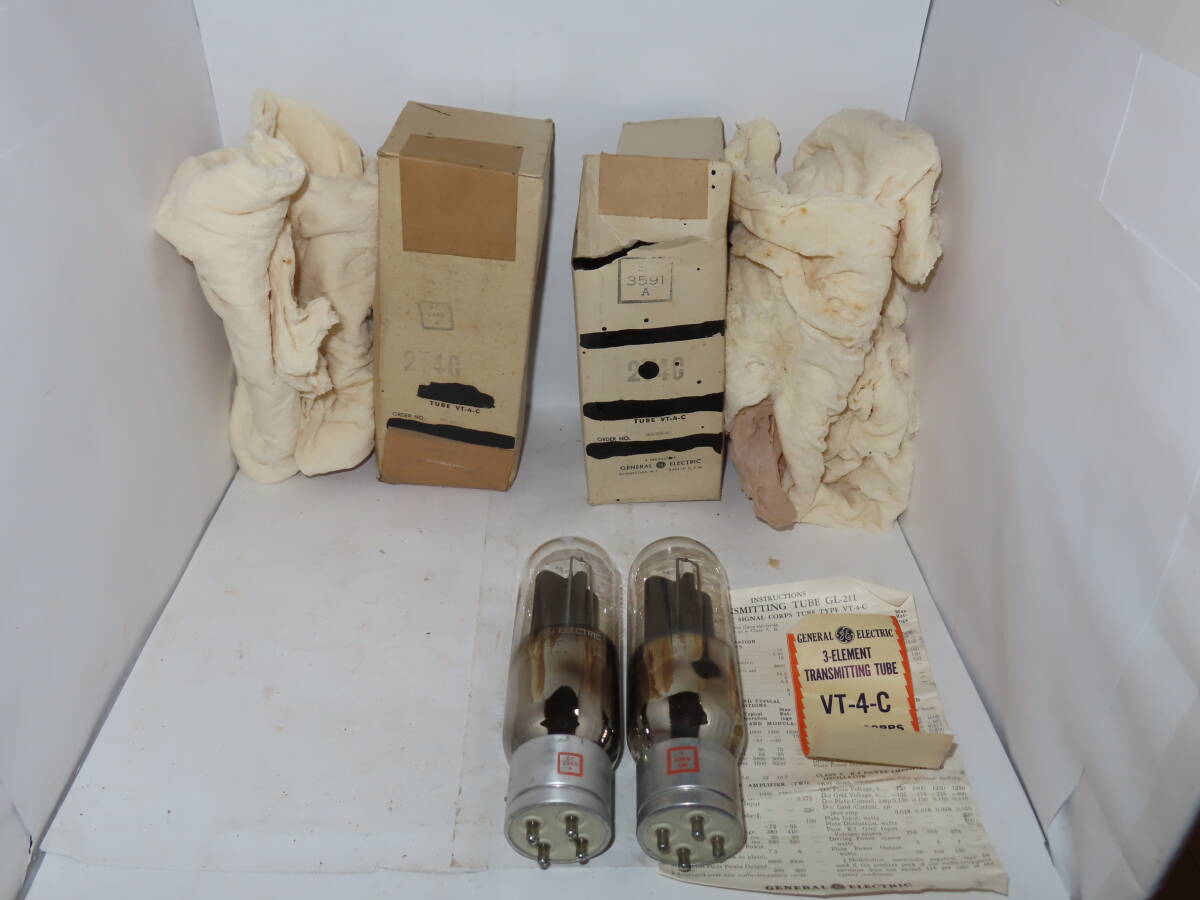 4 GE/GENERAL ELECTRIC 3-ELEMENT TRANSMITTING TUBE 「VT-4-C/GL-211」長期保管品 VT-4C 真空管 2本 ペア拍卖
