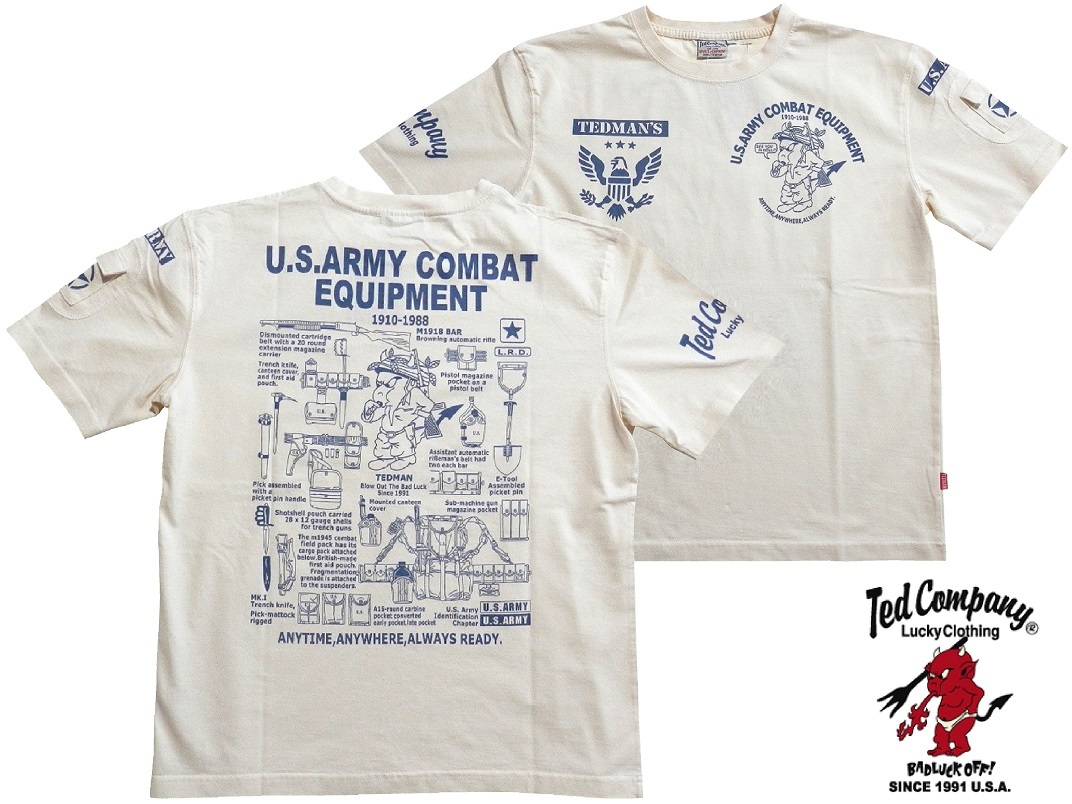 テッドマン/TEDMAN/XLサイズ/半袖Tシャツ/TDSS-564/オフホワイト/エフ商会/新品/送料無料/アメカジ/ミリタリー/U.S.ARMY拍卖