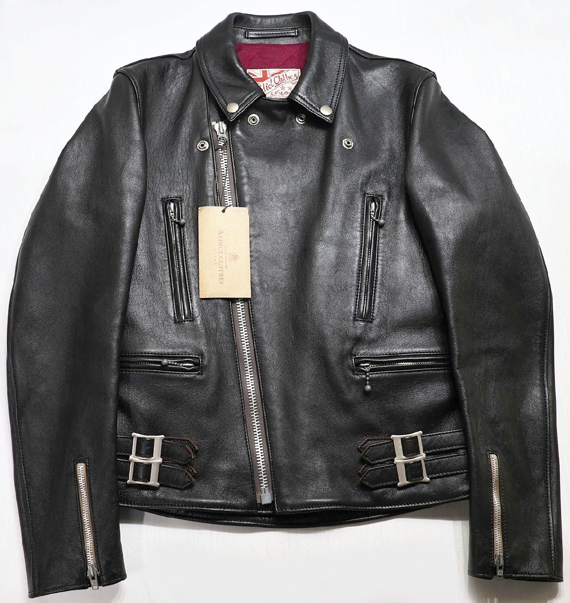 Addict Clothes (アディクトクローズ) AD-02 - DOUBLE RIDERS JACKET (SHEEP SKIN) /ダブルライダース シープスキン 未使用品 ブラック 36拍卖