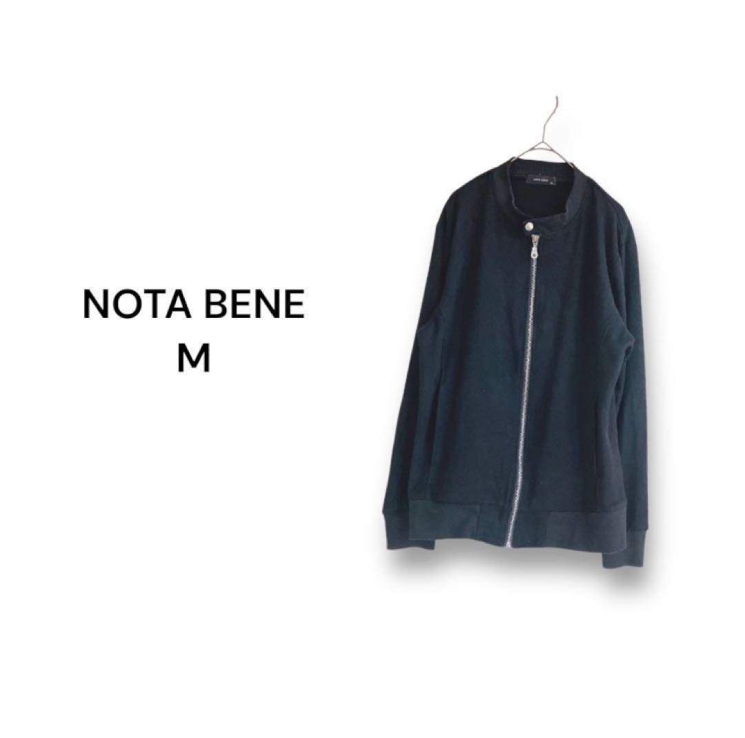 ノータベーネ カーディガン 羽織り【M】ベロア 黒 ジップアップ拍卖