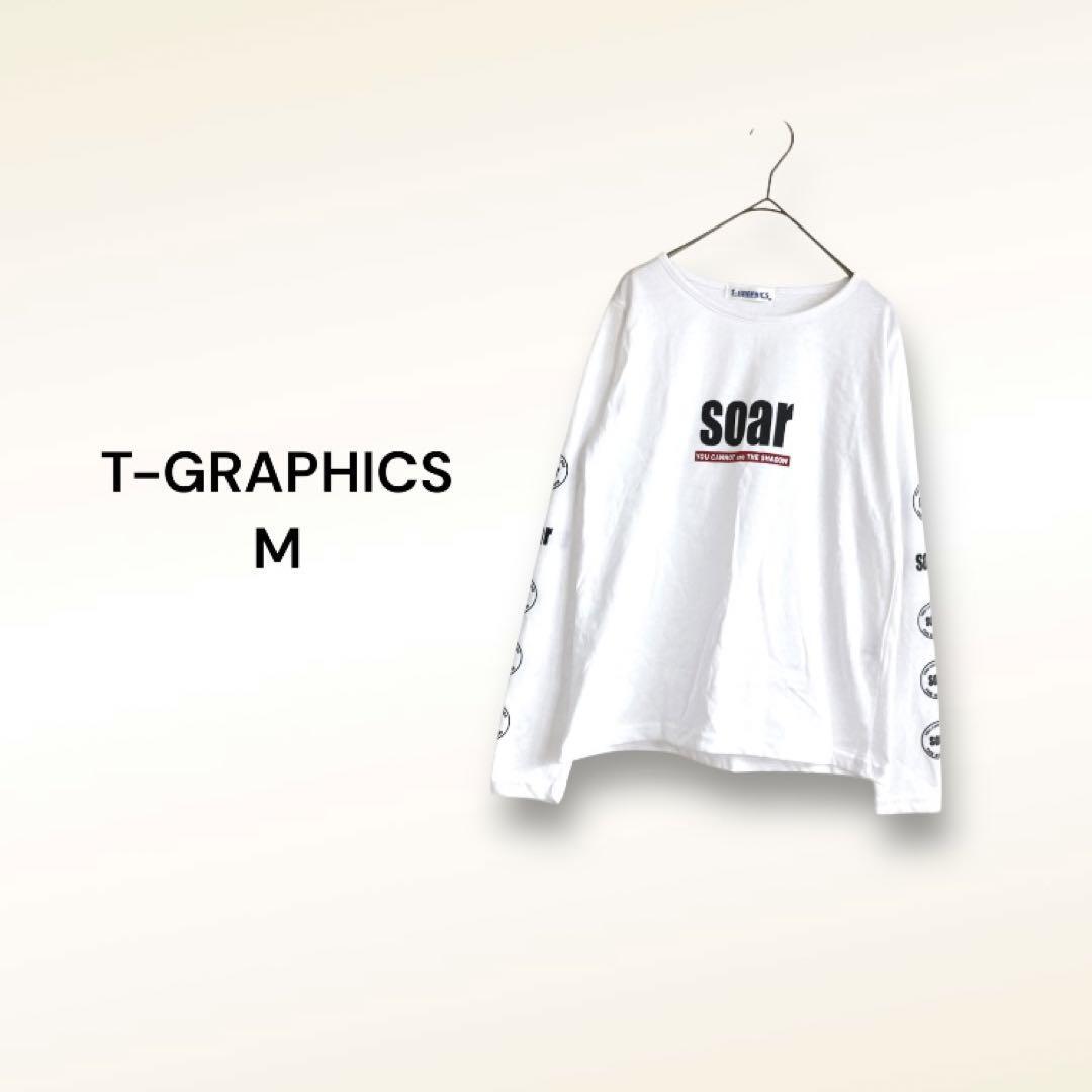 ティーグラフィックス カットソー ロングTシャツ【M】英字ロゴ プリント拍卖