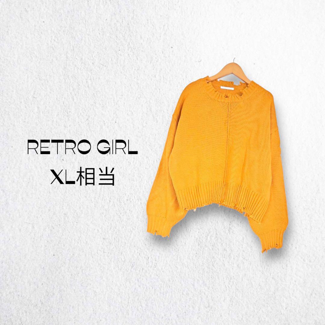 RETRO GIRL ダメーニット【XL相当】黄土色 ゆったり セーター拍卖