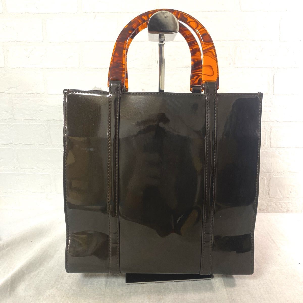 4127☆ WAKO ワコー バック カバン ハンドバック エナメルバッグ レディース ブラウン拍卖