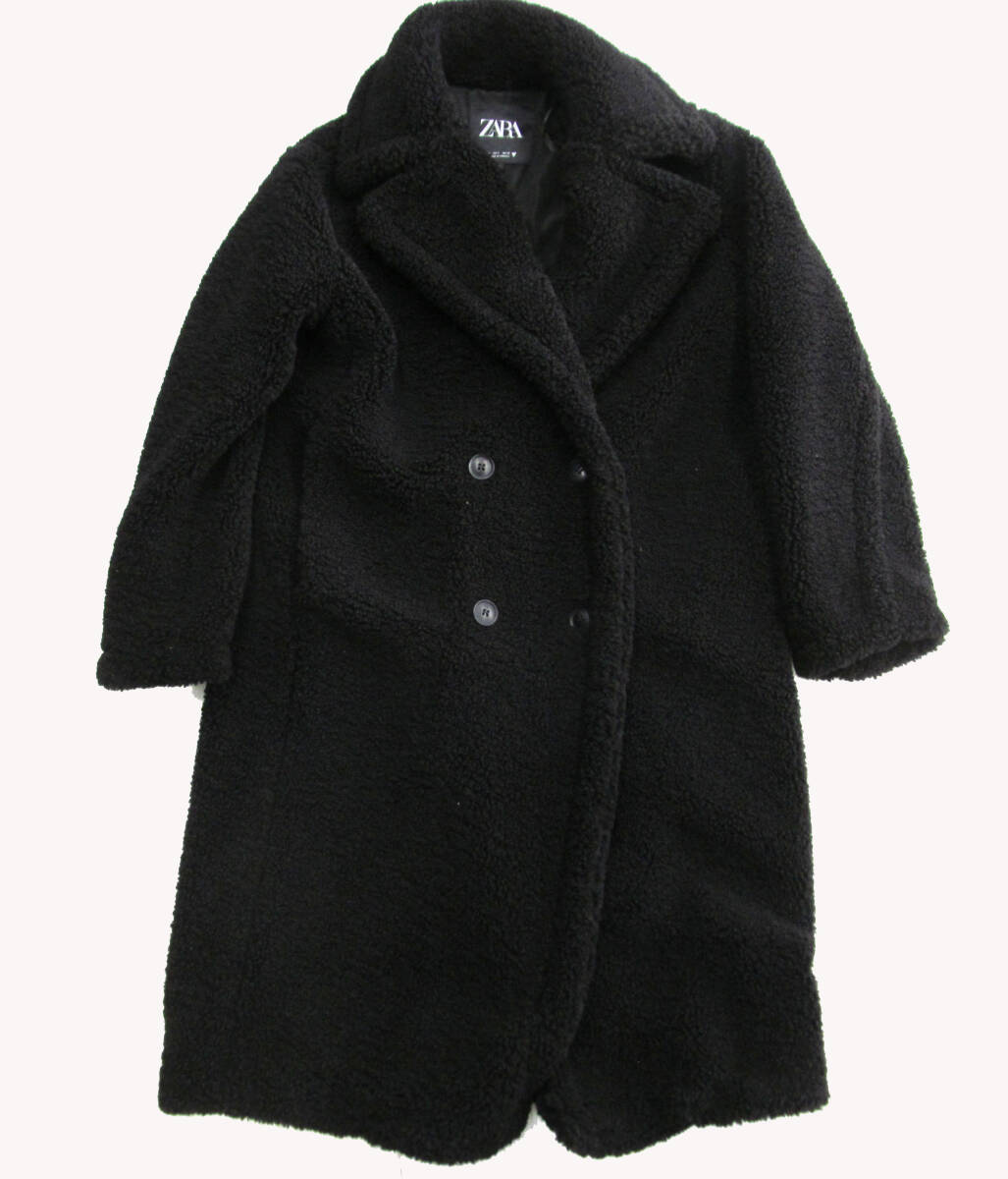 美品 ZARA ザラ ボアコート フリース コート 黒 レディース S F04拍卖