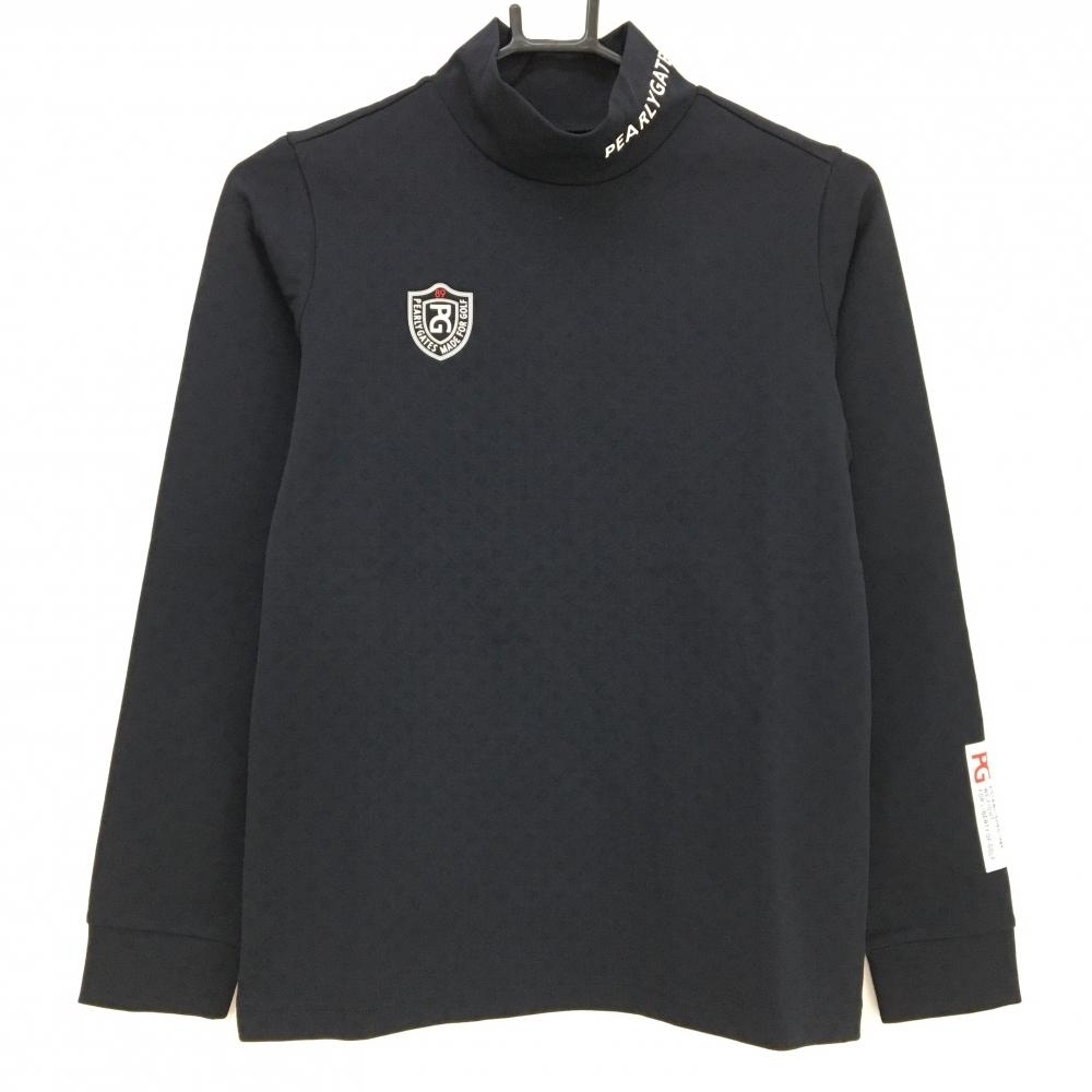 【超美品】パーリーゲイツ 長袖ハイネックシャツ ダークネイビー×白 レディース 0(S) ゴルフウェア 2023年モデル PEARLY GATES拍卖