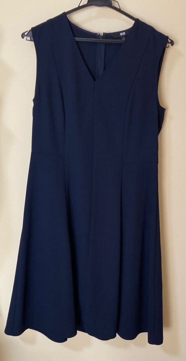 ユニクロ ノースリーブワンピース 黒紺 Sサイズ拍卖