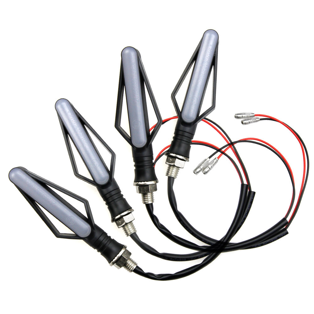 バイク 汎用 スマート シーケンシャル LEDウインカー 流れるタイプ クリア 槍型2 柔軟性あり 12V対応 黄色 4個(一台分)拍卖