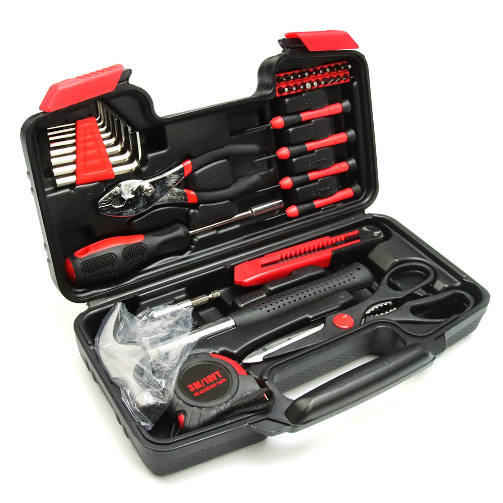 39点工具セット 家庭用 メンテナンス・DIY・修理用 多機能ツールキット 初心者向け ハンドツールセット 便利な収納ケース付き拍卖