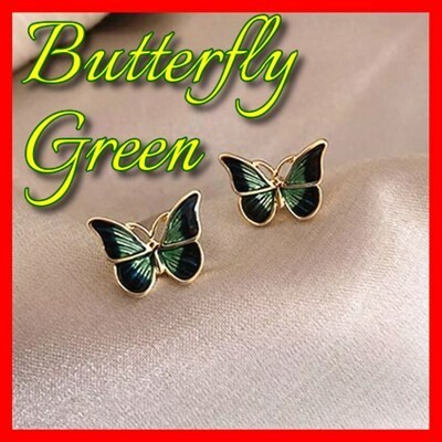 ピアス 蝶 ゴールド グリーン かわいい 小さな スタッド ファッション ジュエリー 金 緑 #C777-12拍卖