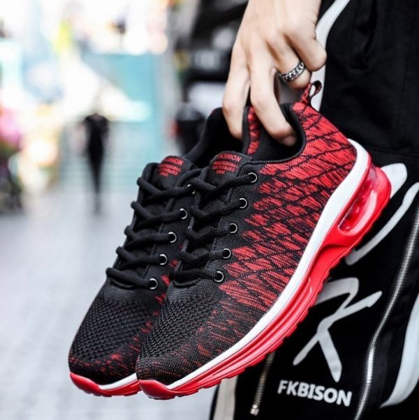 靴 【赤 27cm】【S12】メンズ スニーカー ランニングシューズ フィットネス ウォーキング スポーツ カジュアル かっこいい メッシュ拍卖