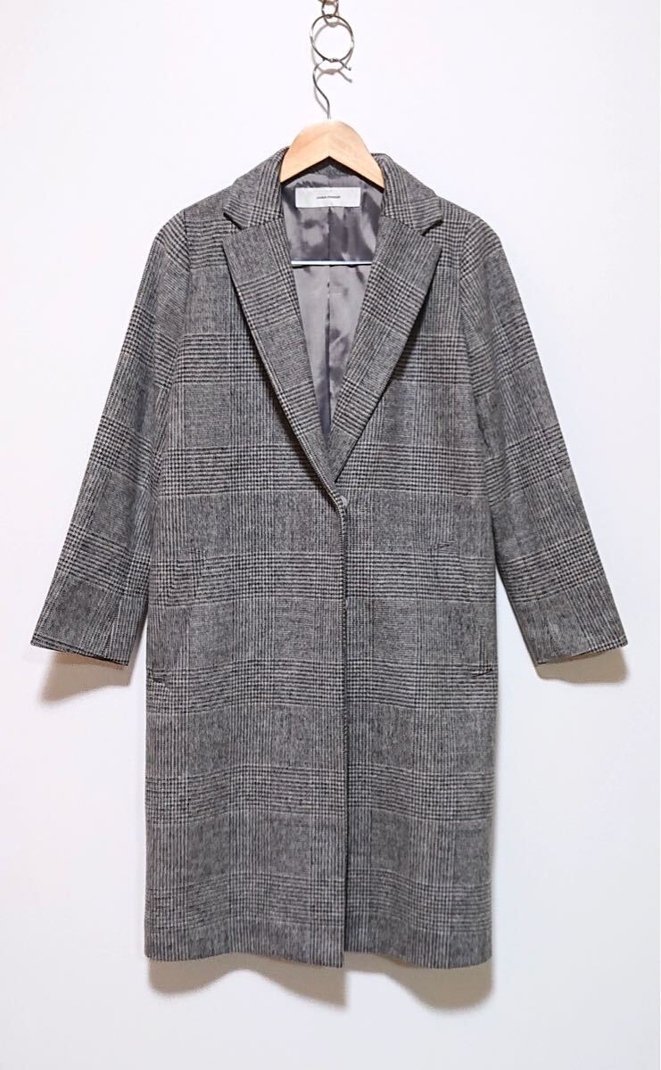 h2005gg JOURNAL STANDARD(ジャーナルスタンダード)サイズM チェスターコート グレンチェック グレー 千鳥格子 秋冬アウター 上着 ウール混拍卖