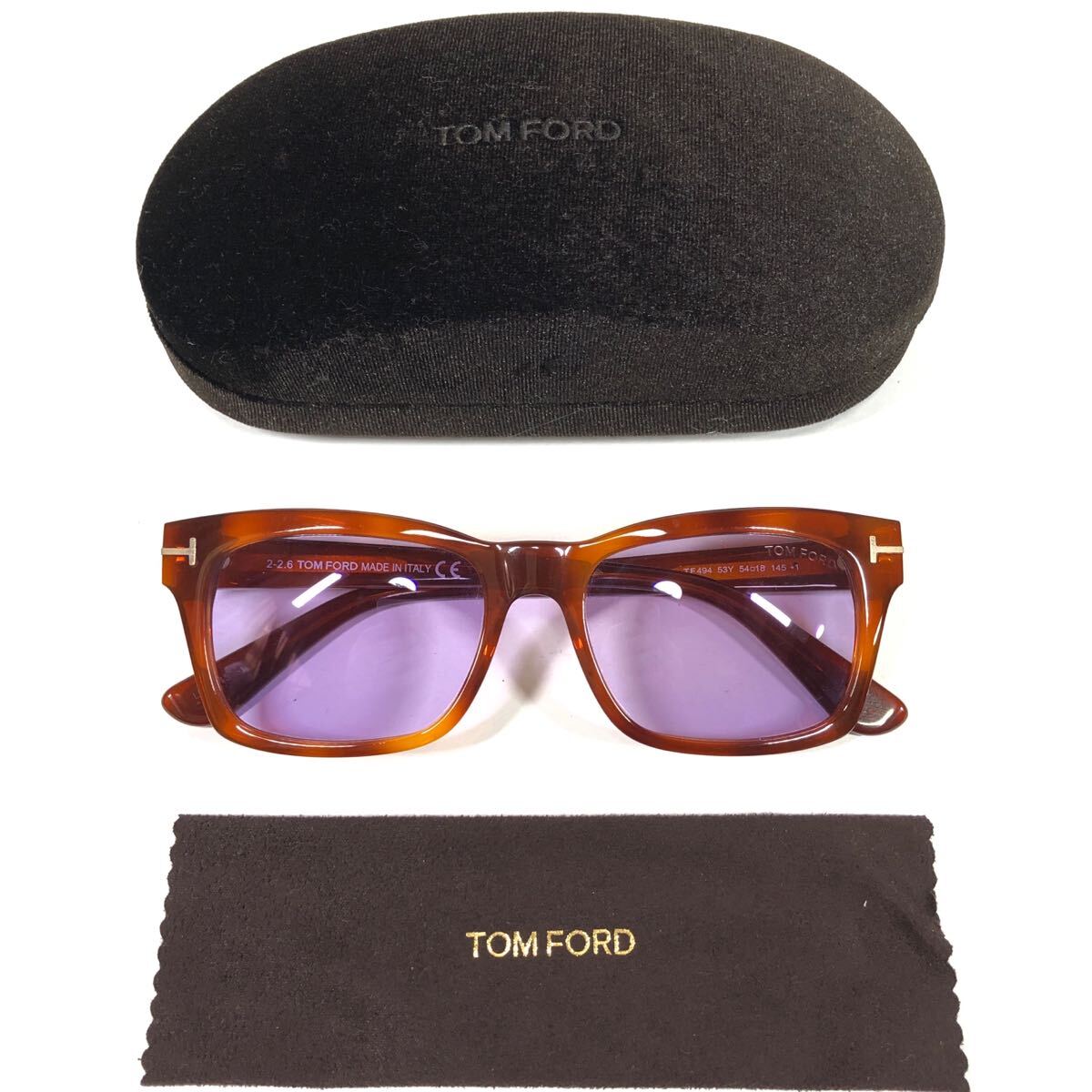 【トムフォード】基準内 TOM FORD サングラス Tロゴ金具 Frederik べっ甲調 TF 494 メンズ レディース イタリア製 クロス ケース付き拍卖