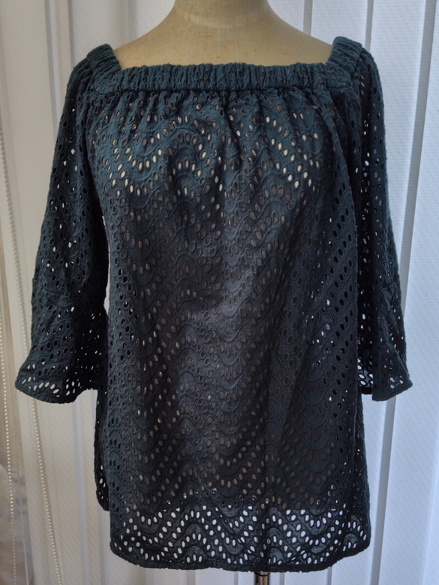 FREDY emue ノーリーズ レース ブラウス グリーン 送料無料拍卖