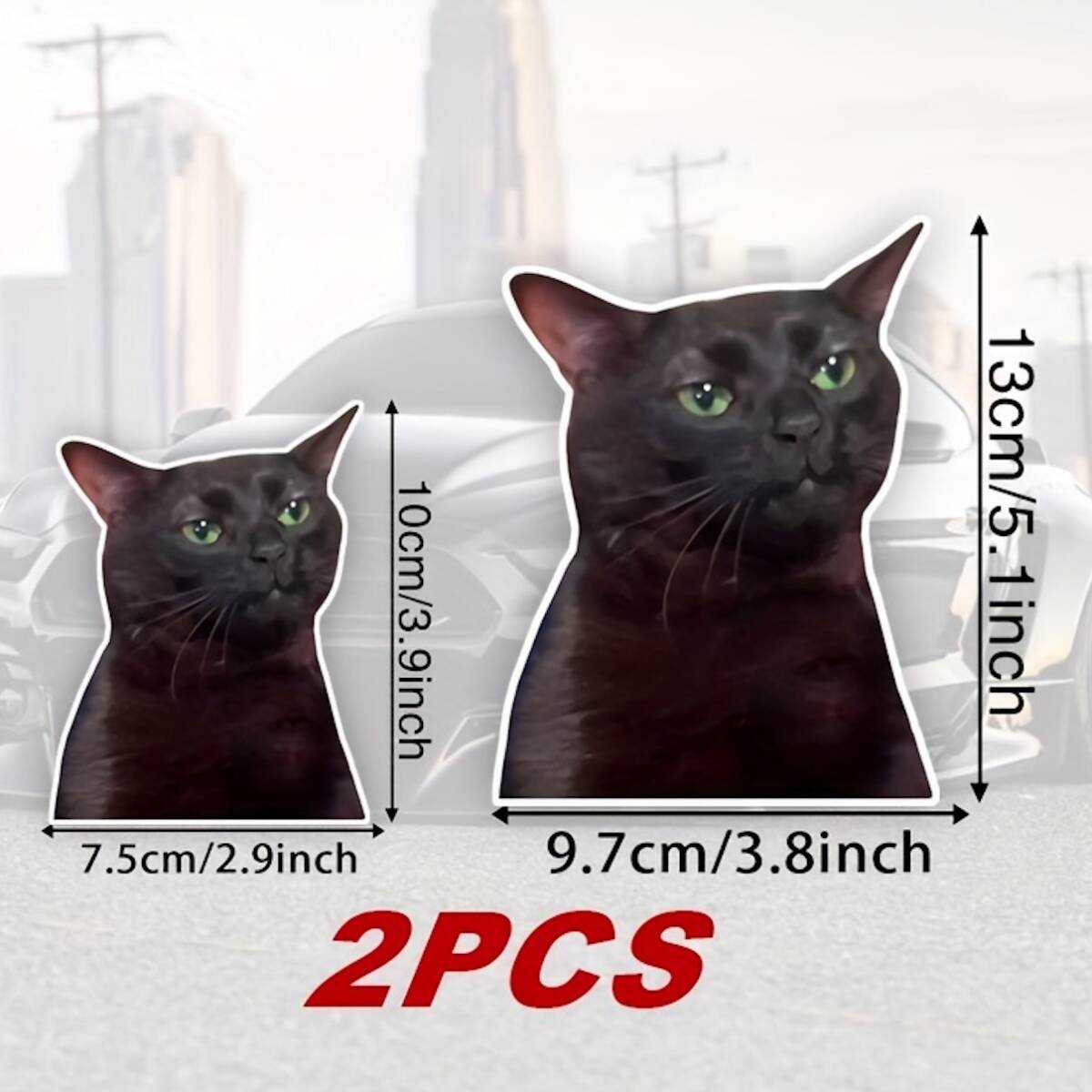 2枚セット デカール 黒猫 親子 かわいい 窓用ステッカー 10cm 13cm イラスト クロネコ シール ビニール 防水 窓から覗くねこ t5146拍卖