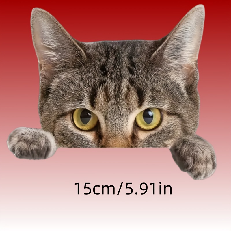 デカール にらむ猫 茶色 かわいい 窓用ステッカー 15cm おもしろ キジトラ ネコ シール 車用 ビニール素材 防水 窓から覗くねこ 動物 t5149拍卖