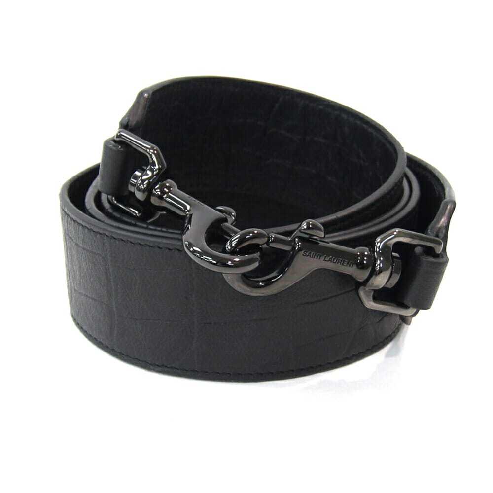 サンローラン ショルダーストラップ ベイビー ダウンタウン用 ブラック クロコダイル型押しレザー 中古 斜め掛け ショルダー拍卖