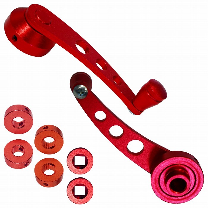 汎用 左右セット ウインドウ クランク ハンドル アルミ製 ジムニー SJ30 JA71 JA22 JA12 旧車 赤 レッド 手巻き 手動 窓拍卖