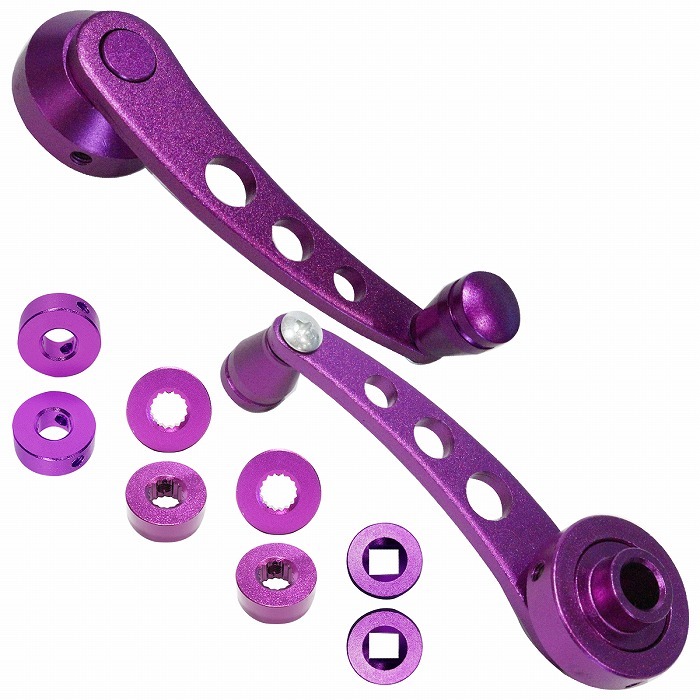 汎用 左右セット ウインドウ クランク ハンドル アルミ製 ジムニー SJ30 JA71 JA22 JA12 旧車 紫 パープル 手巻き 手動 窓拍卖