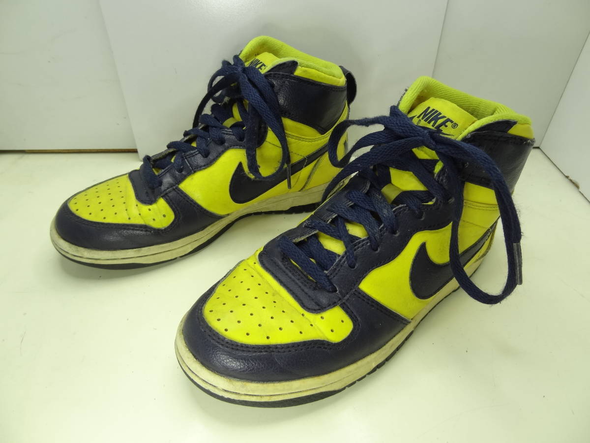 全国送料無料 ナイキ NIKE エルミネーター?2012製 レディース 黄X紺色 レザータイプ素材ハイカットスニーカー シューズ 23cm拍卖