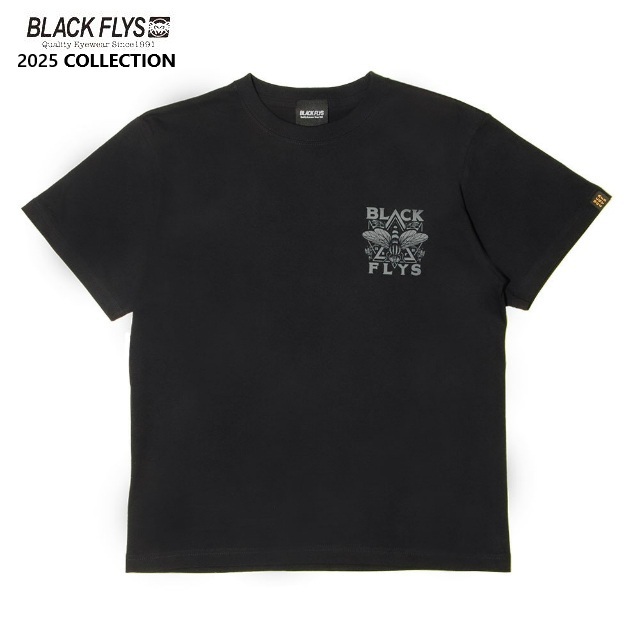 ★2025 COLLECTION★ ブラックフライ(BLACKFLYS)【FLY MILITIA S/S TEE】Tシャツ BF200-37B BLACK【Lサイズ】拍卖