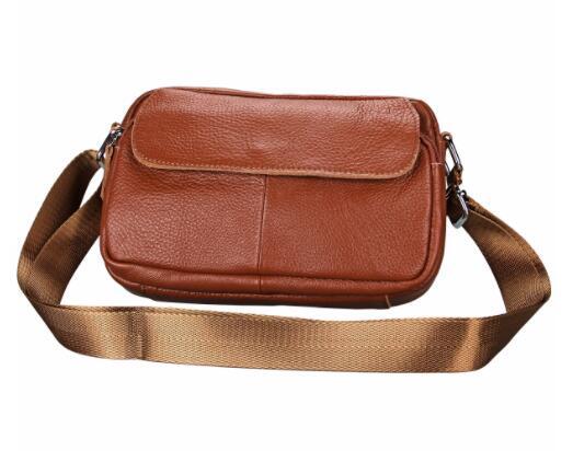 全本牛革!◆レザーショルダーバッグ ブラウン◆本革 最高級 限定鞄! 春新作 男女兼用 職人推薦 サコッシュ ユニセックス 茶拍卖