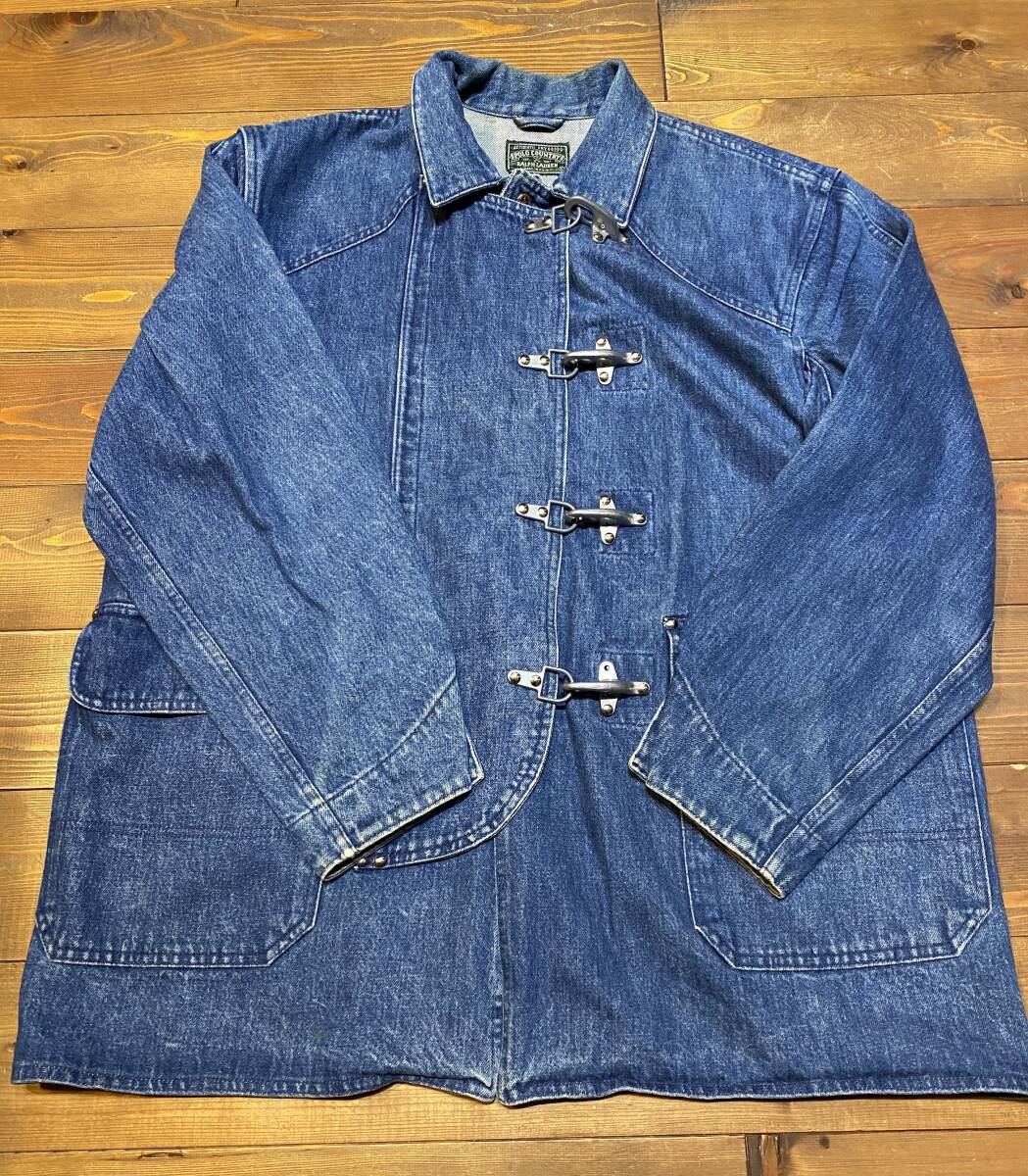 Polo Country Ralph Lauren Denim Fireman jacket POLO COUNTRY ポロカントリー デニムジャケット ファイヤーマン サイズ L拍卖
