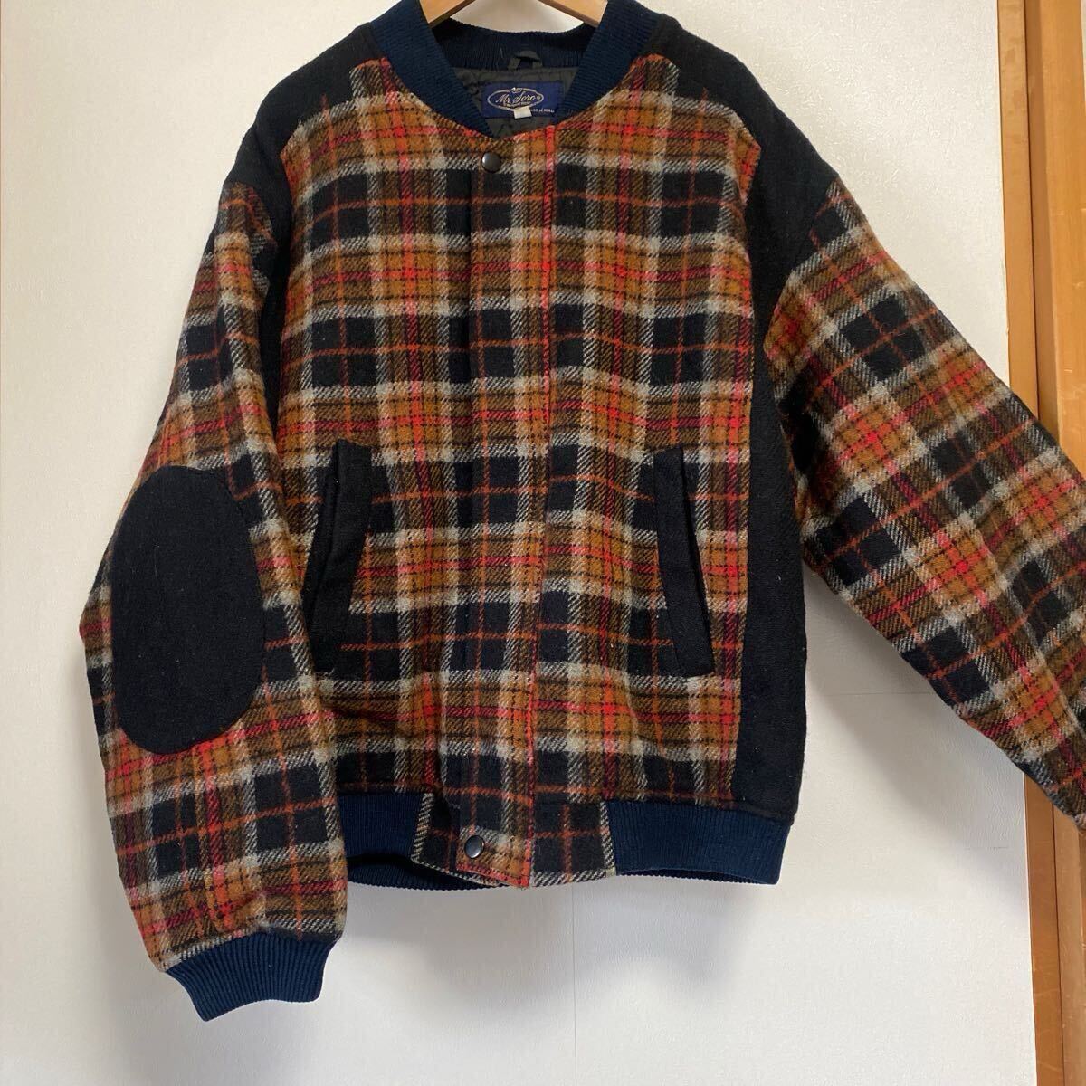 チェック柄ジャケット 中綿入り 古着 レトロ Mサイズ拍卖