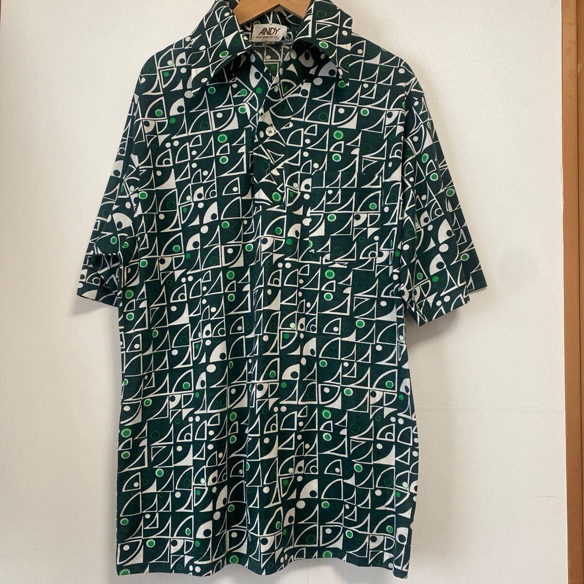 イタリアンカラー 半袖 古着 幾何学 拍卖