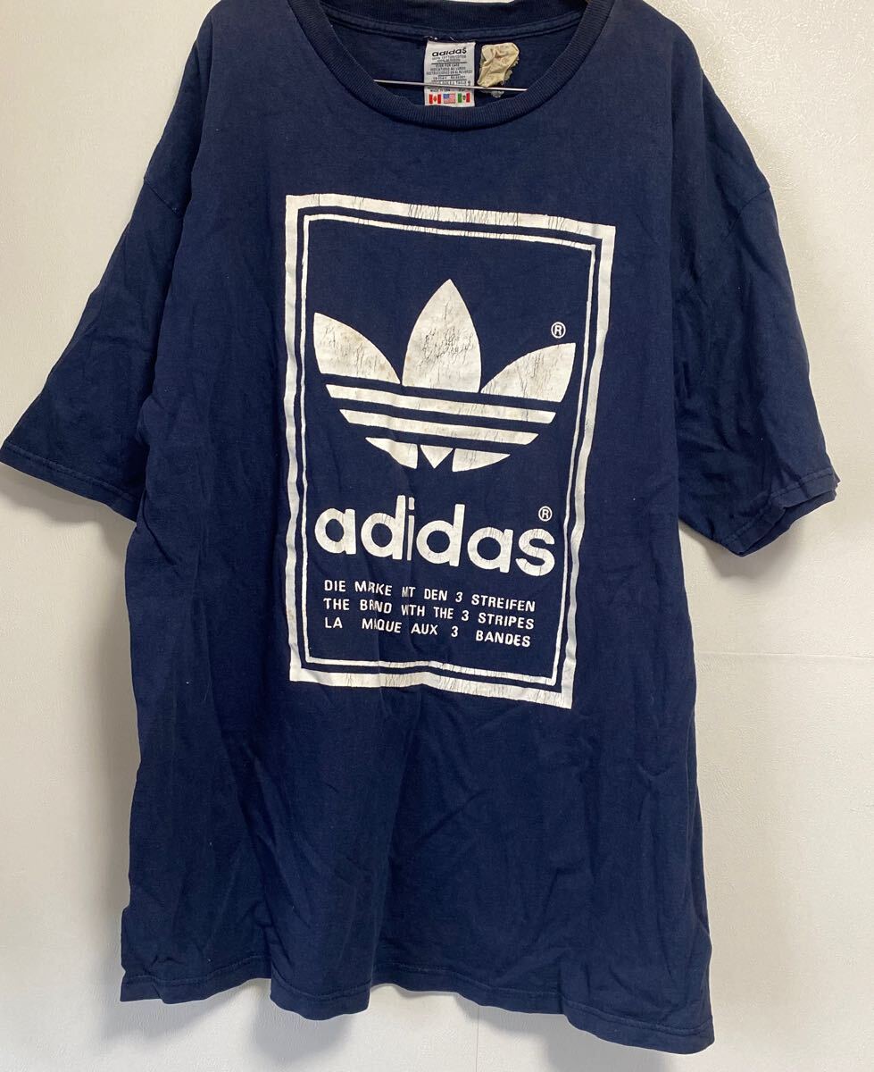 adidas Tシャツ 古着 紺色 L USA製 拍卖